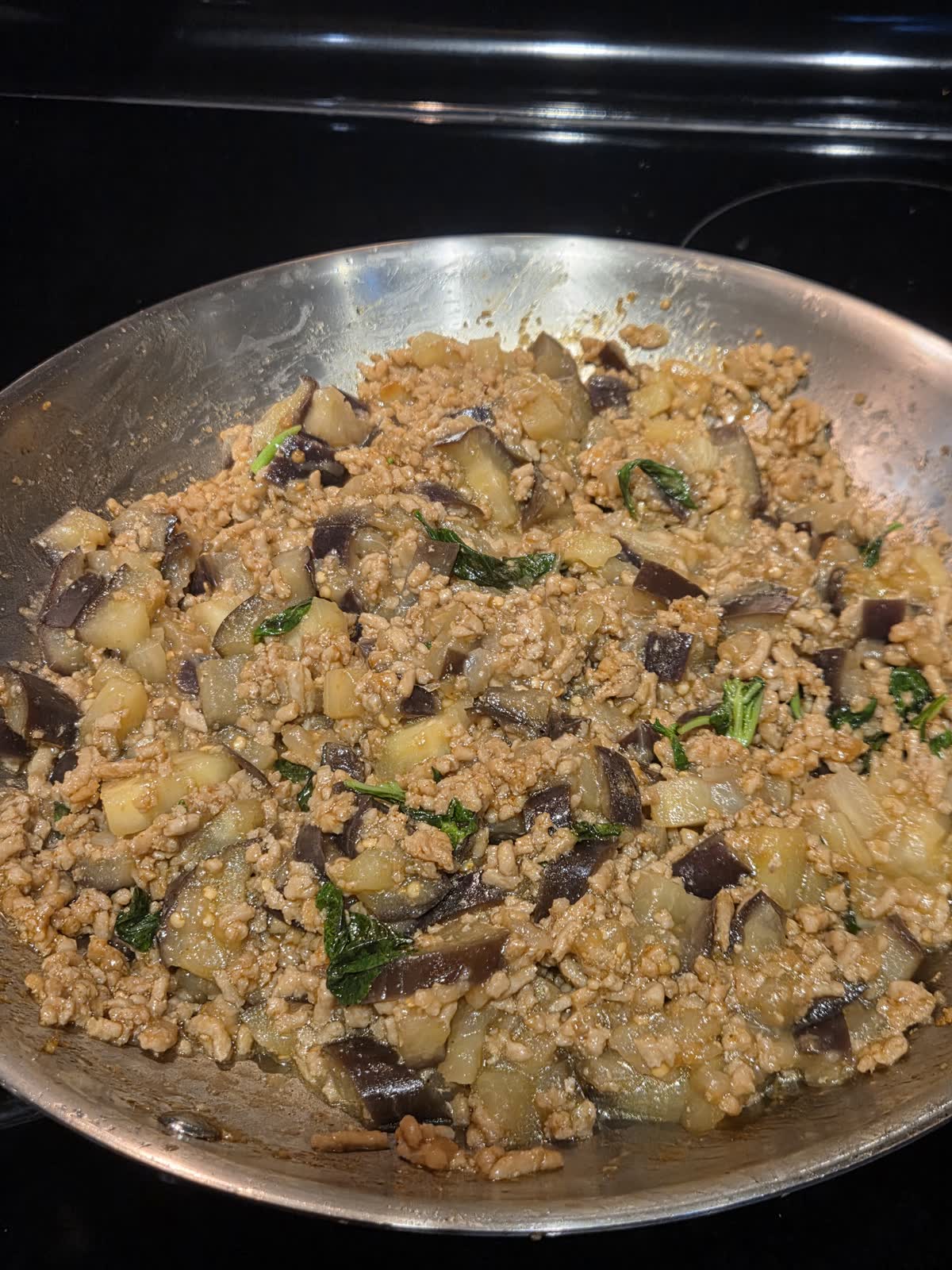 Chicken, Eggplant and Basil Stir-Fry